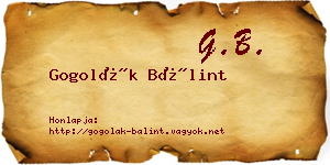 Gogolák Bálint névjegykártya